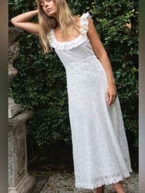 NWT Rixo Patsy Dress In Ivory eyelet Size US10